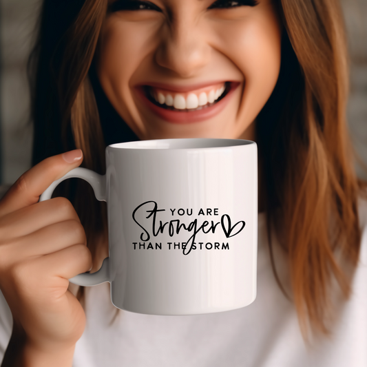 11 oz coffee mug you are stronger than the storm motivational mug